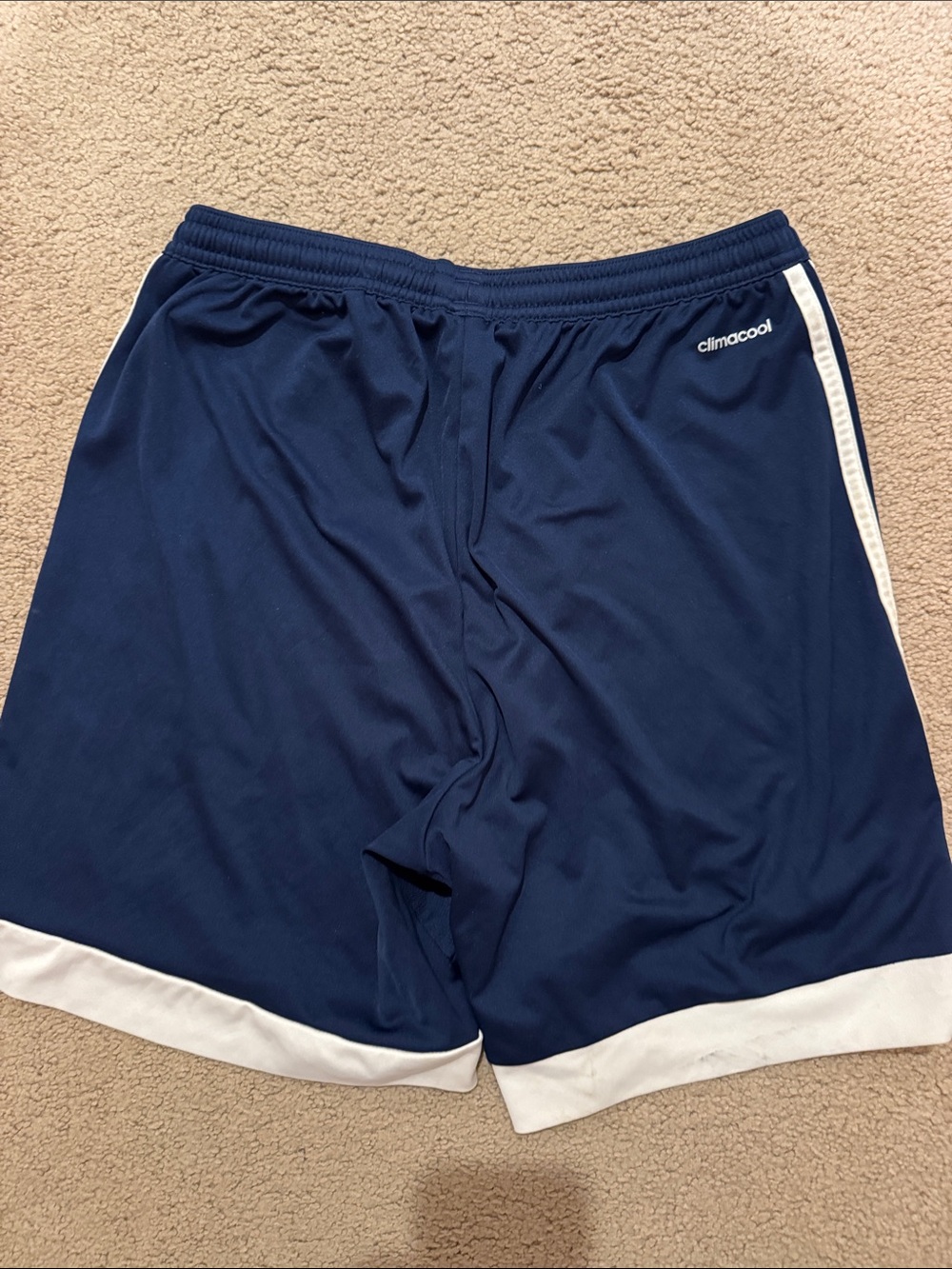adidas Navy Blue Athletic Shorts with White Trim - Picture 3 of 3